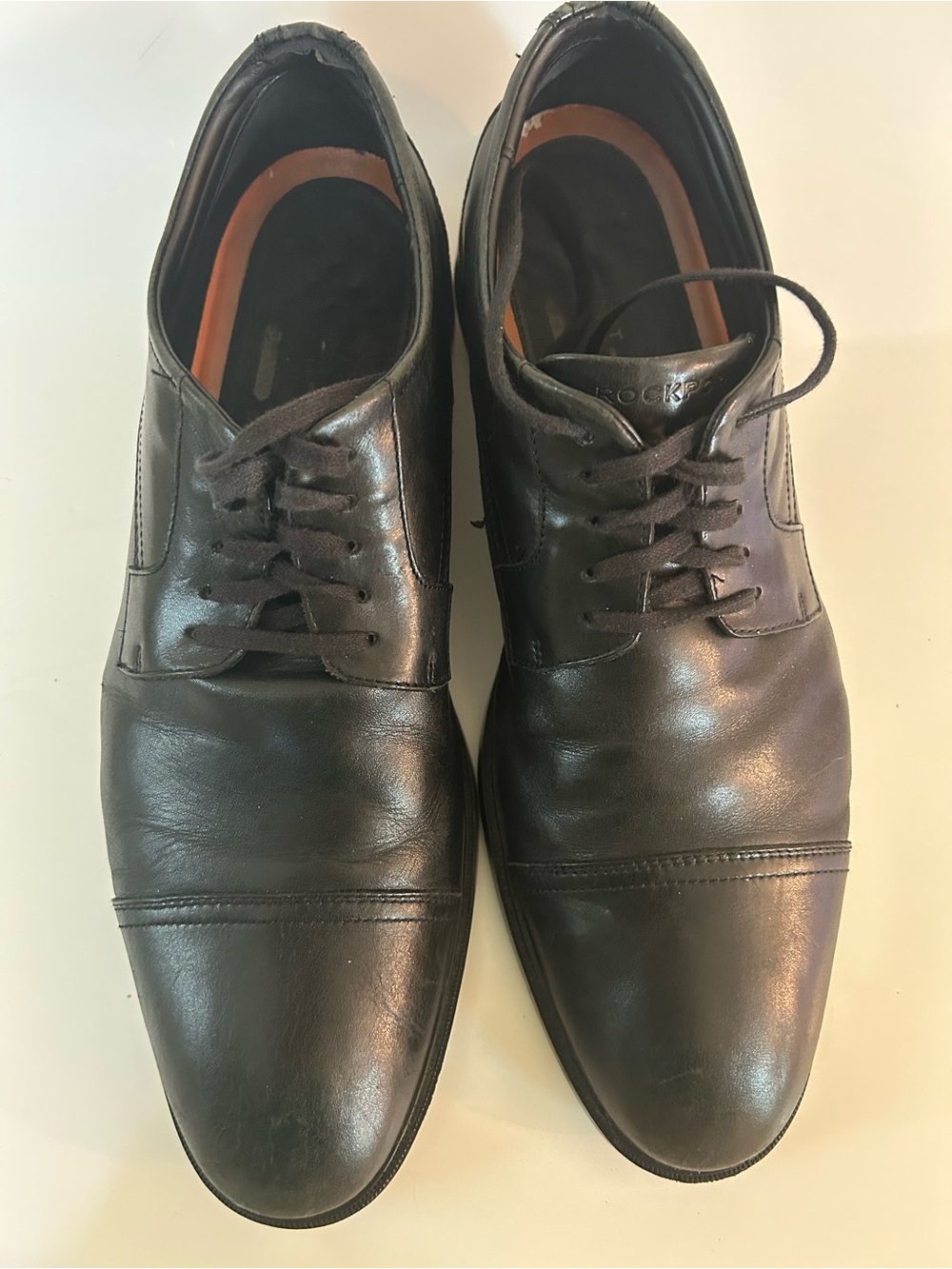 Rockport Men's Black Leather Cap-Toe Oxfords